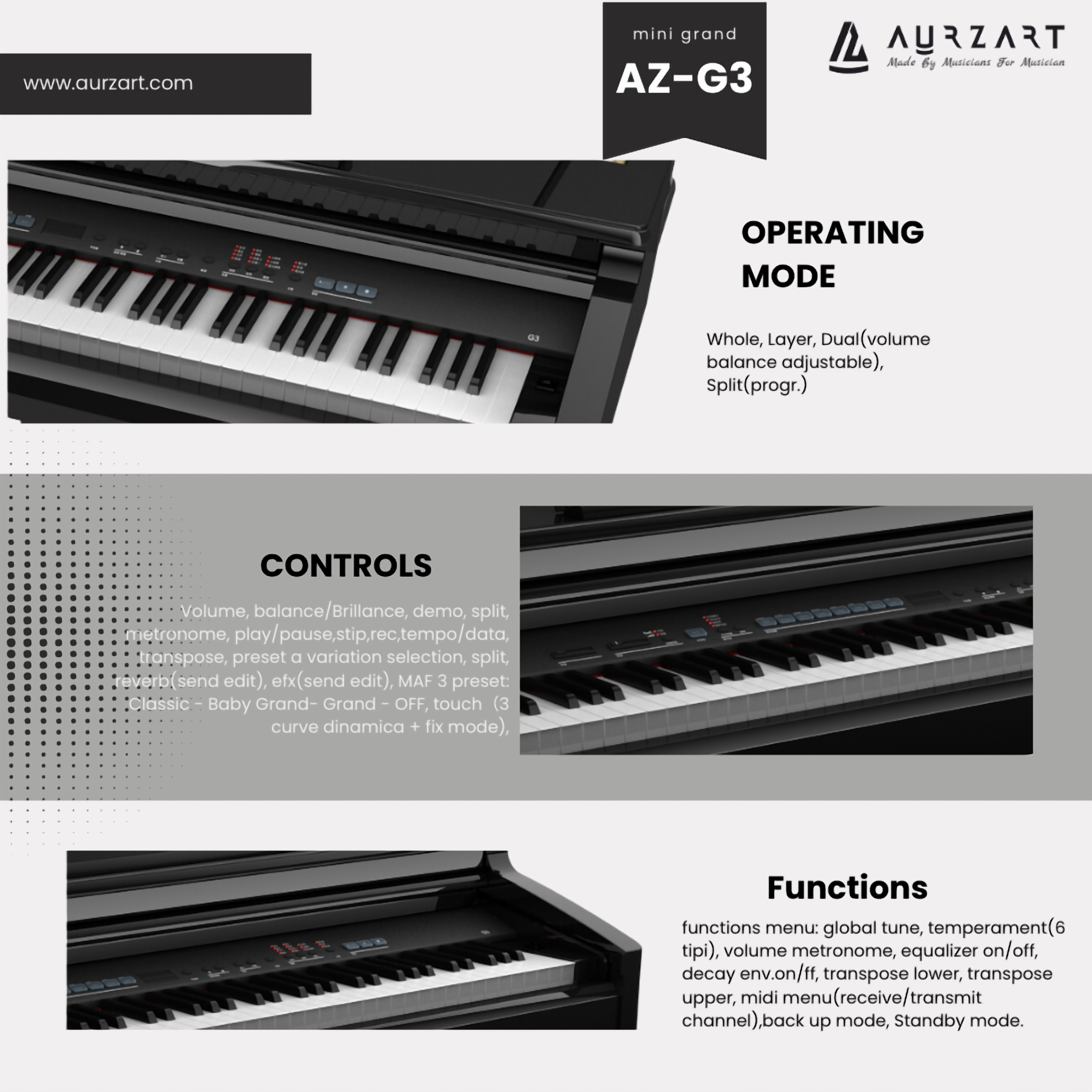 Aurzart Mini Grand control panel