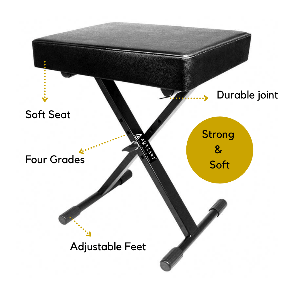 AURZART AZ-505 X-Style Adjustable Piano Keyboard Stool 2022 Model - AURZART