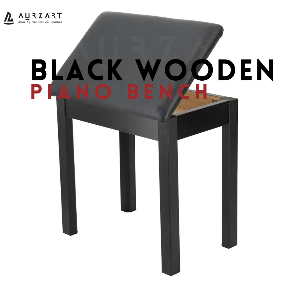 AURZART AZ-507 Wooden Piano Bench Padded Cushion with Storage