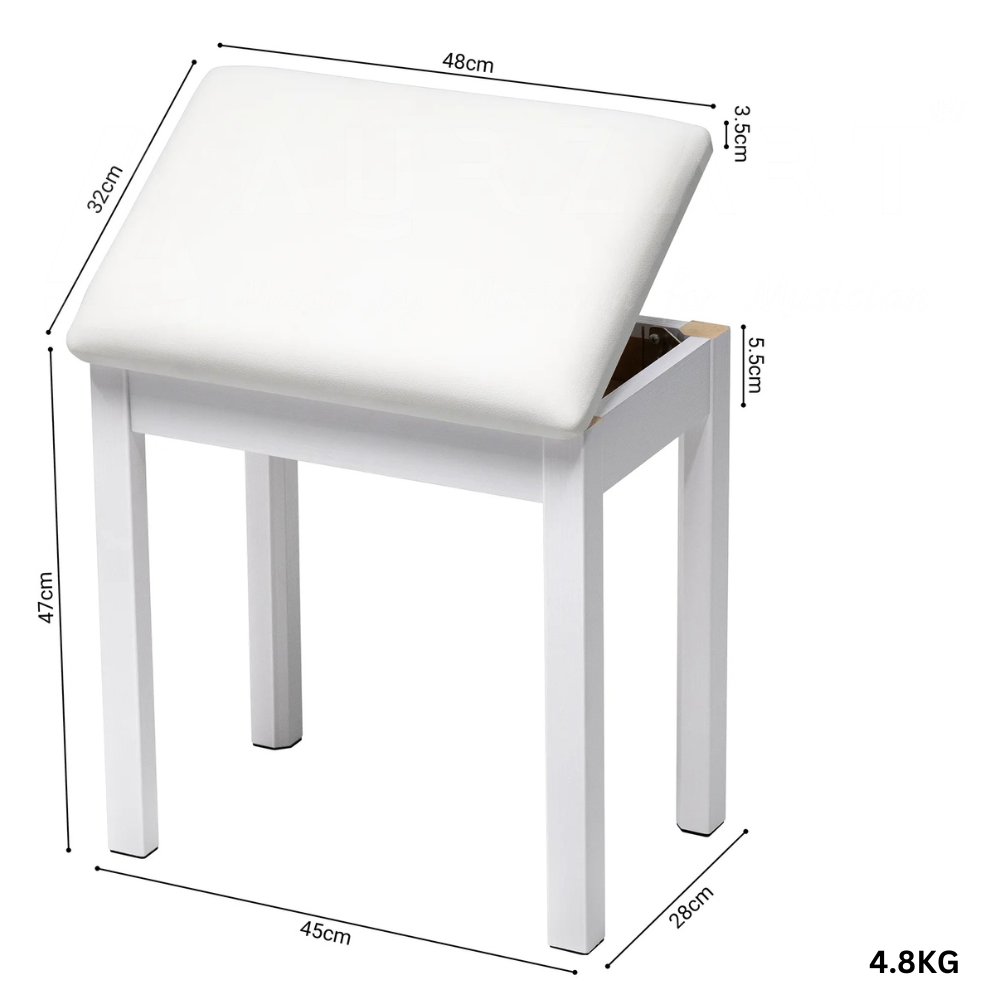 AURZART AZ-507 Wooden Piano Bench Padded Cushion with Storage