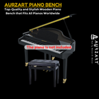 AURZART AZ-501 Adjustable Wooden Piano Bench Padded Cushion