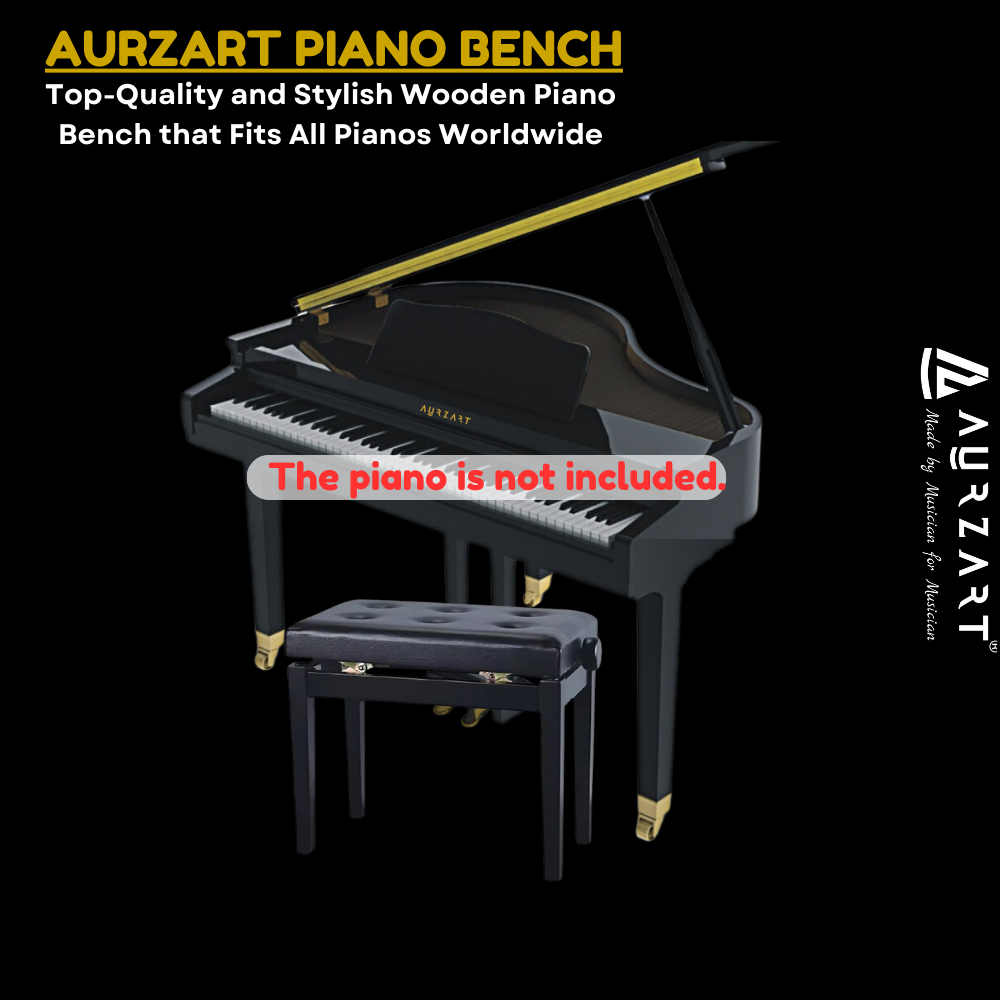 AURZART AZ-501 Adjustable Wooden Piano Bench Padded Cushion