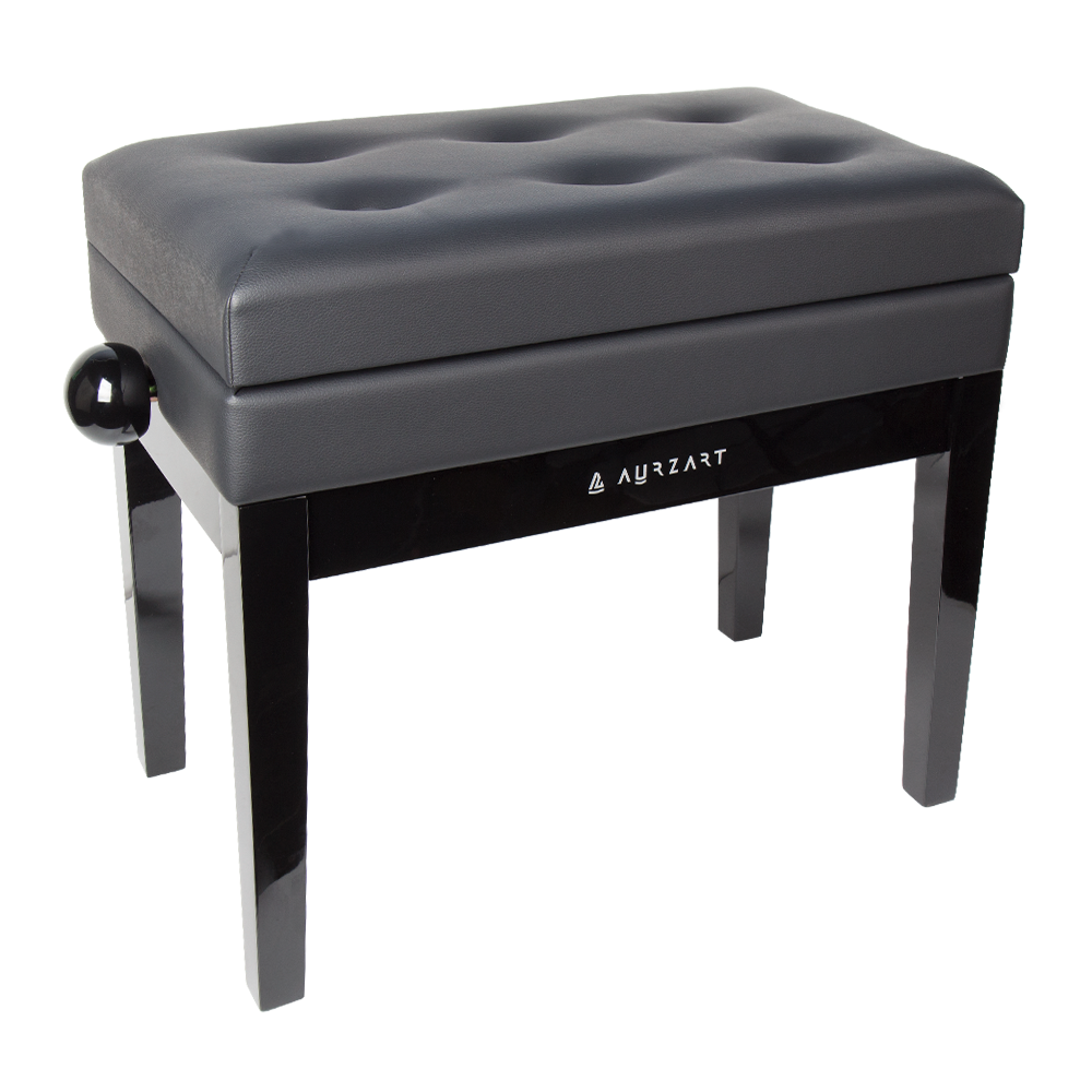 AURZART AZ-502 Wooden Adjustable Piano Bench with Storage White