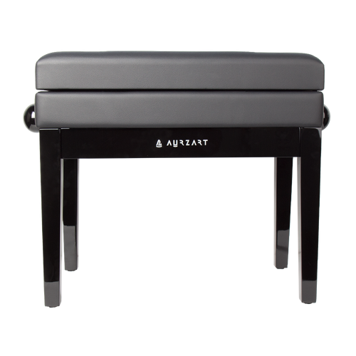 AURZART AZ-502 Wooden Adjustable Piano Bench with Storage Black