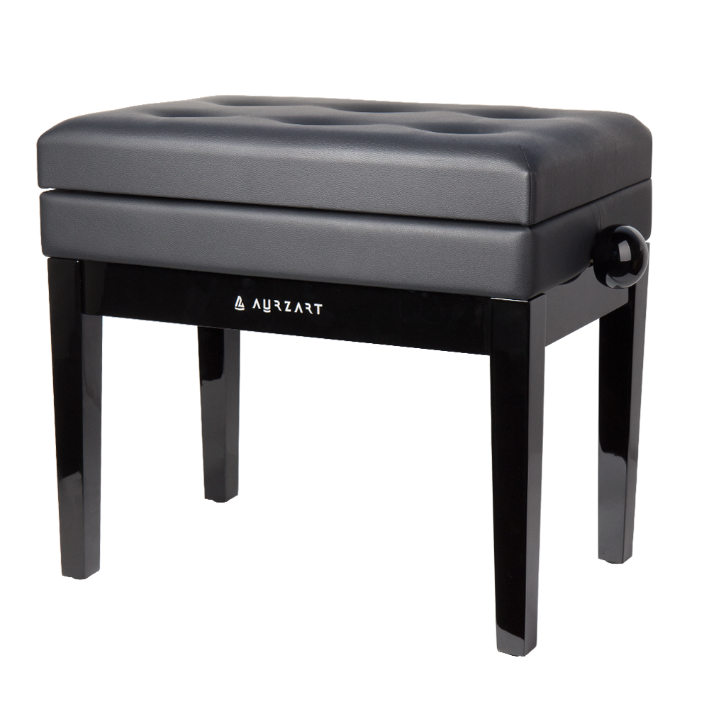 AURZART AZ-502 Wooden Adjustable Piano Bench with Storage White