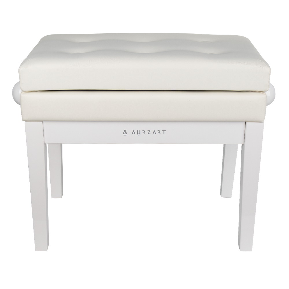 AURZART AZ-502 Wooden Adjustable Piano Bench with Storage White