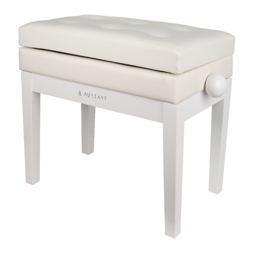 AURZART AZ-502 Wooden Adjustable Piano Bench with Storage White