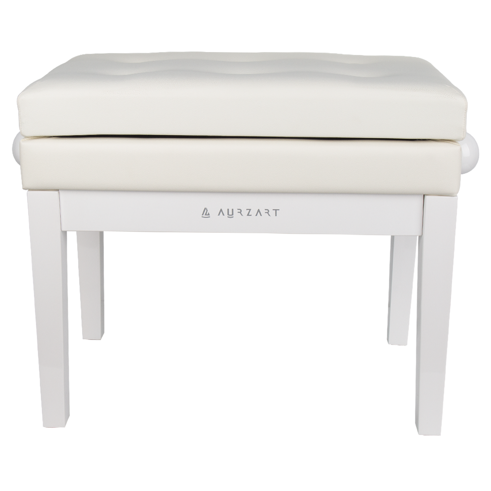 AURZART AZ-502 Wooden Adjustable Piano Bench with Storage White