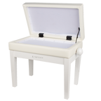 AURZART AZ-502 Wooden Adjustable Piano Bench with Storage White