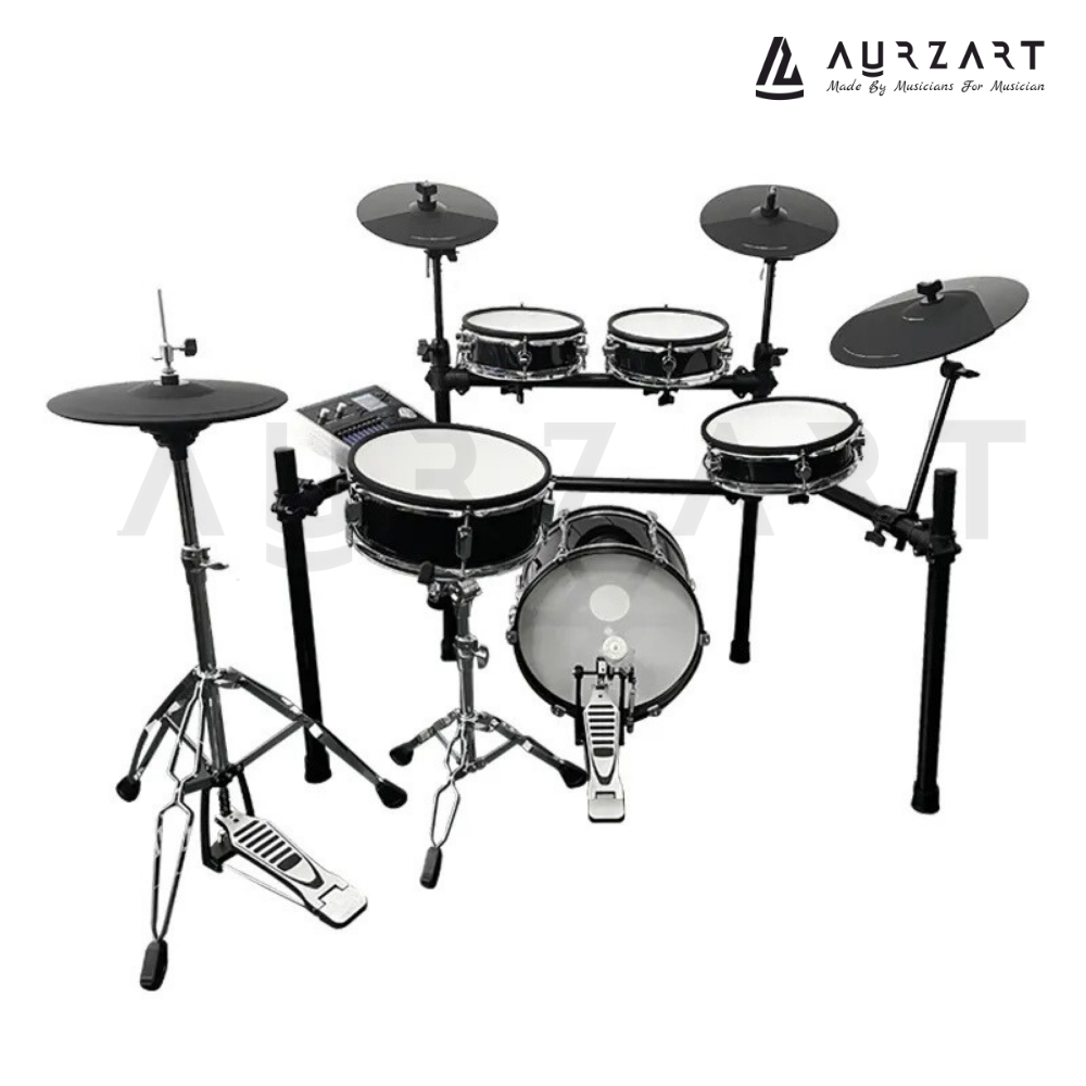 Aurzart AZ-ED900B-KM Wooden Mesh Head Electronic Drums 9 Piece