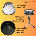 Aurzart AZ-ED900B-KM Wooden Mesh Head Electronic Drums 9 Piece