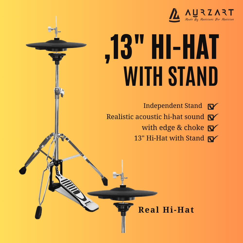 Aurzart AZ-ED900B-KM Wooden Mesh Head Electronic Drums 9 Piece