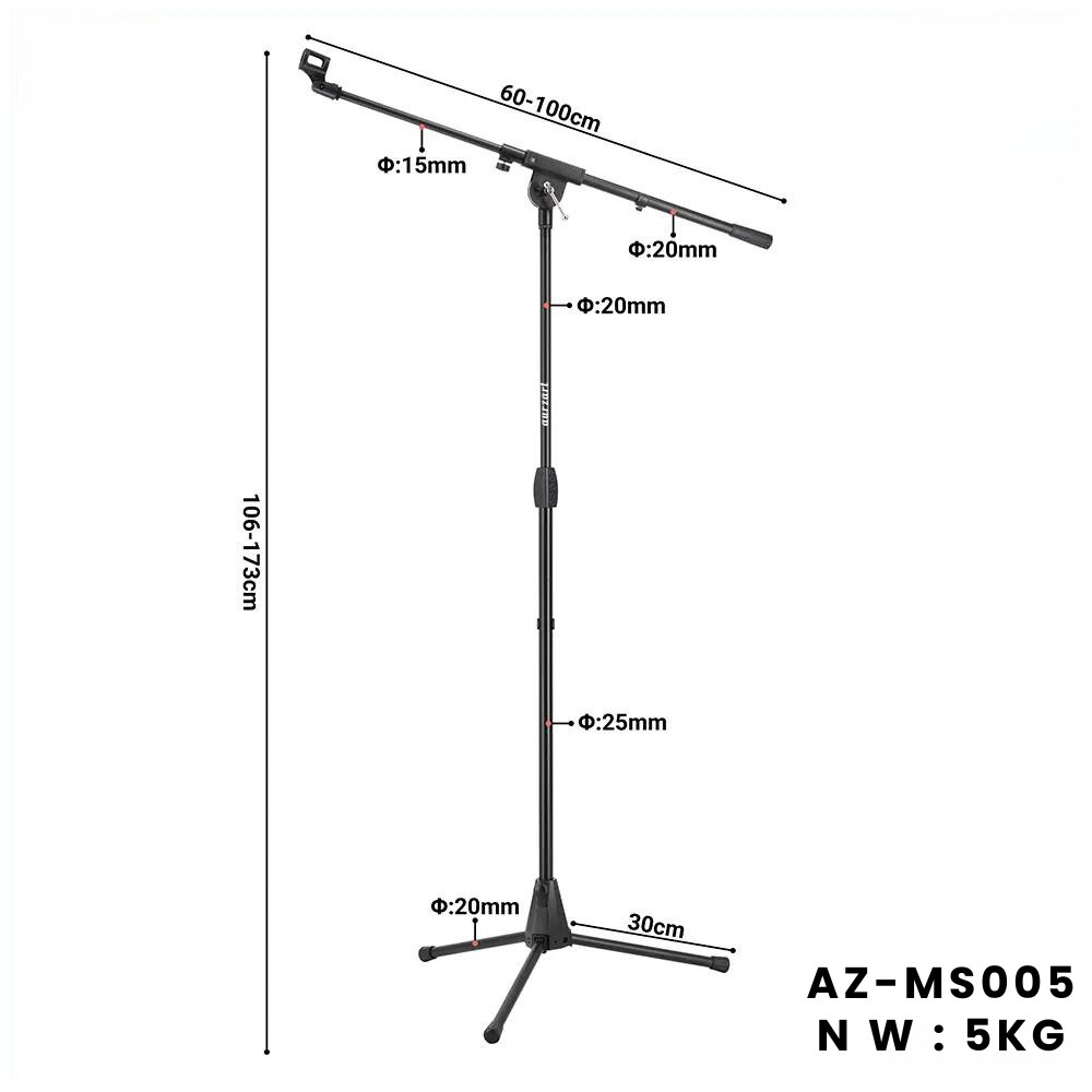 Aurzart AZ-MJ711 Microphone Stand Adjustable Boom Tripod 5KG
