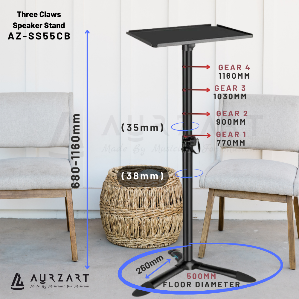 Aurzart AZ-SS55CB Three Claws Recording Studio Monitor Speaker Stand