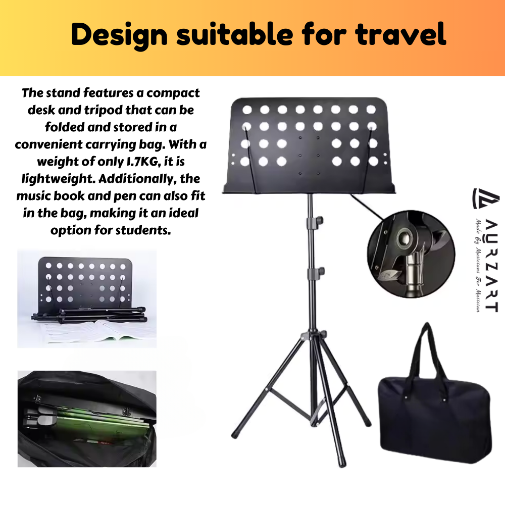 Aurzart AZ-MUS023 Portable Music Stand for Sheet Music Order Now!