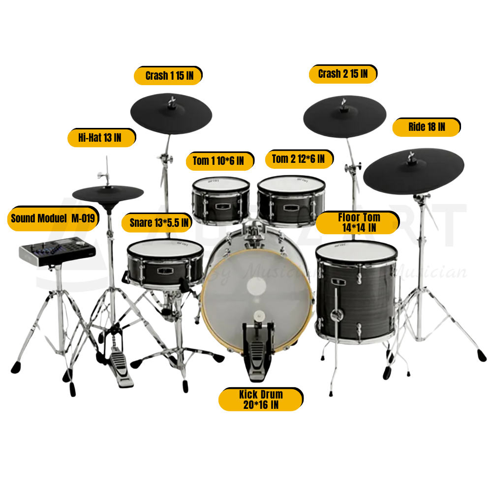 AURZART AZ-ED2000KM All Mesh Head Electronic Drums, Ash Silver
