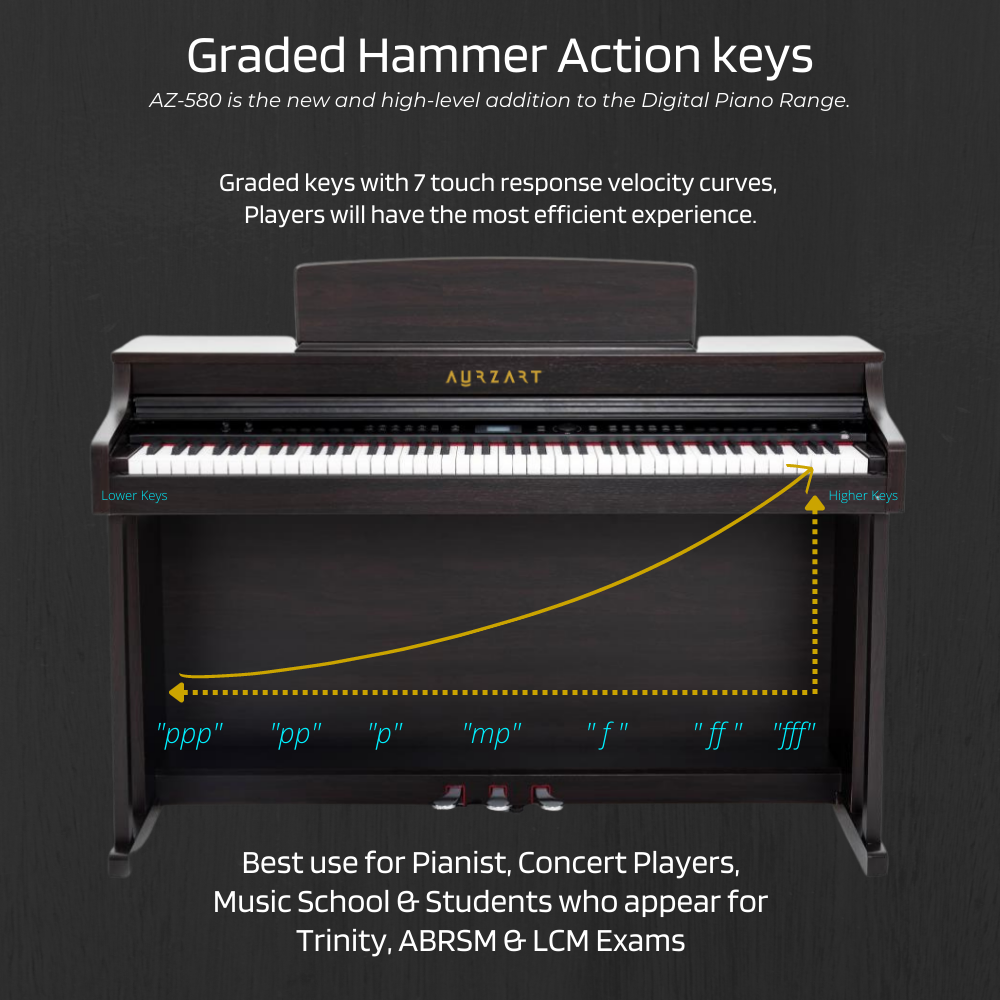 piano graded hammer action aurzart