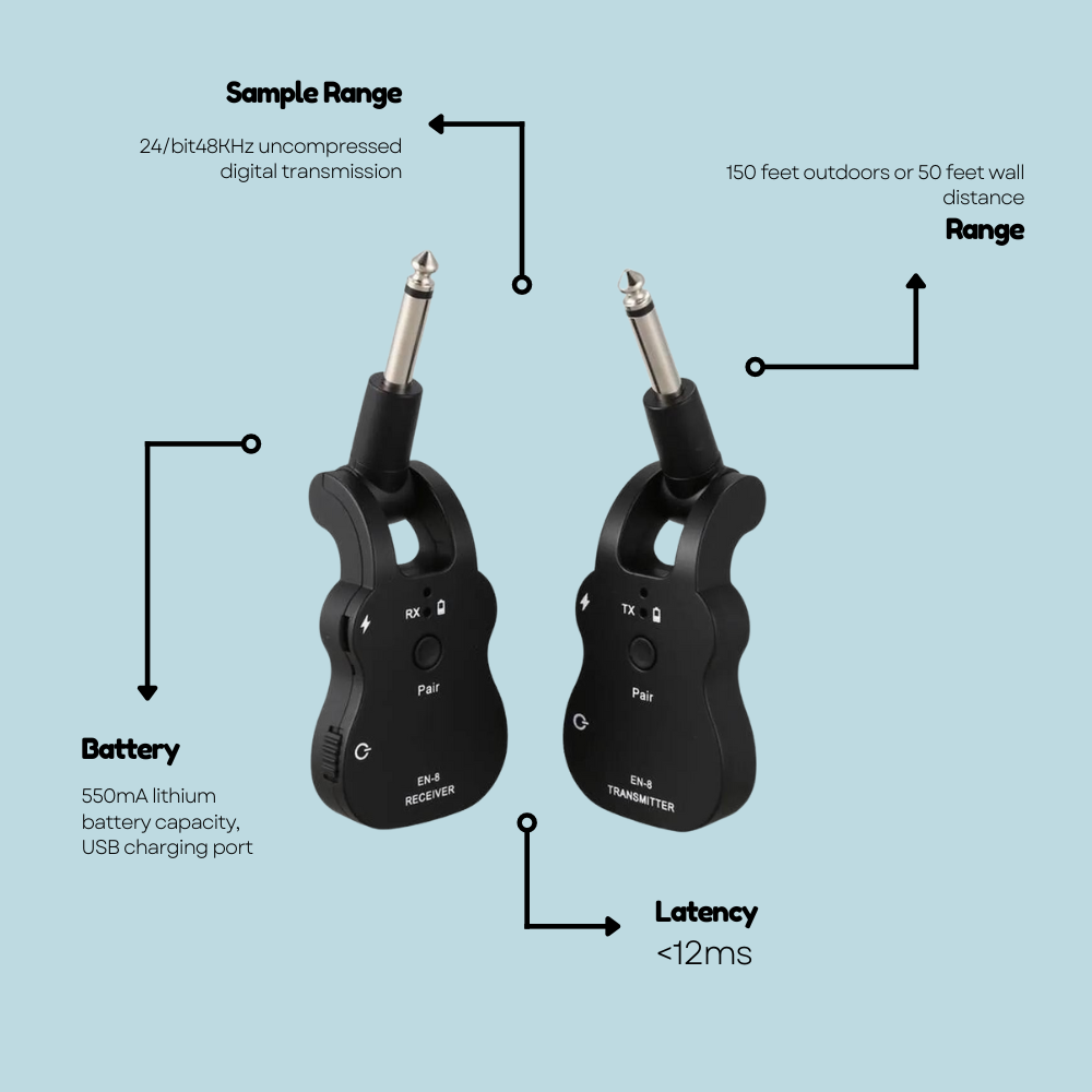 Aurzart AZ-WGT8 Wireless Guitar Transmitter and Receiver