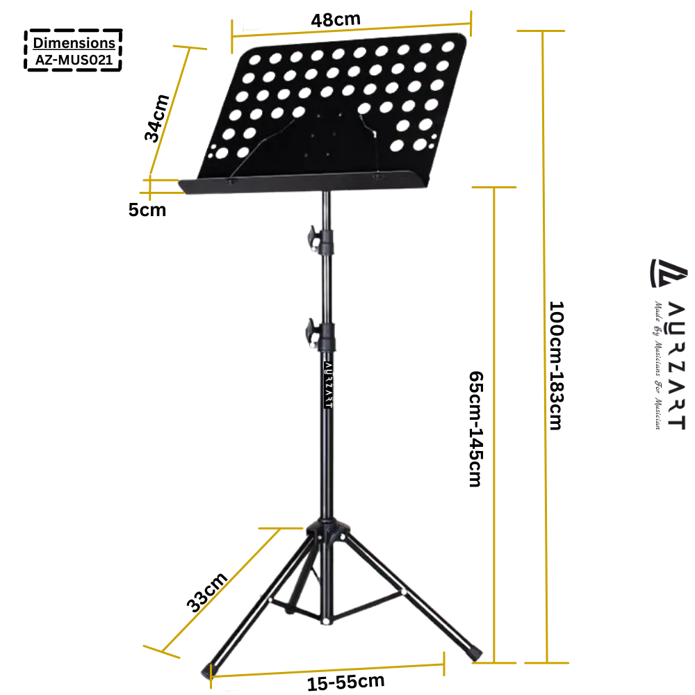AURZART Music Stand AZ-MUS021 dimensions